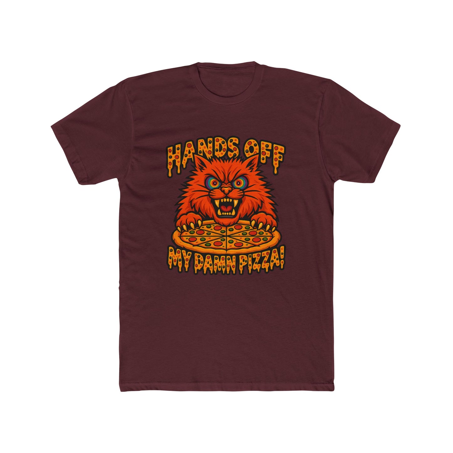 Funny Pizza Cat Unisex Crew Tee, Humorous Pizza Lover T-Shirt, Cat Lover Tee, Gifts for Foodies, Unique Animal Shirt