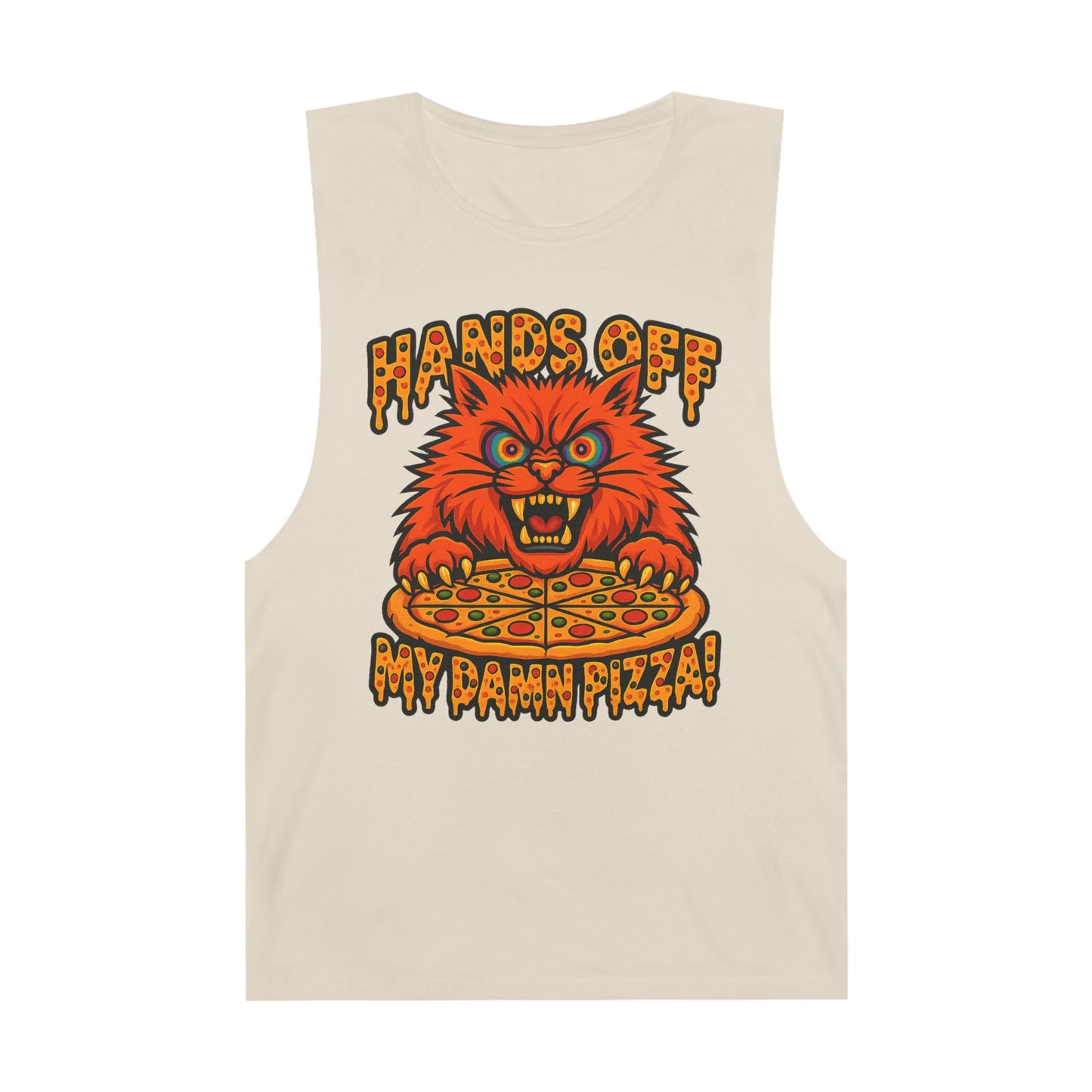 Funny Unisex Tank Top - 'Hands Off My Damn Pizza!'