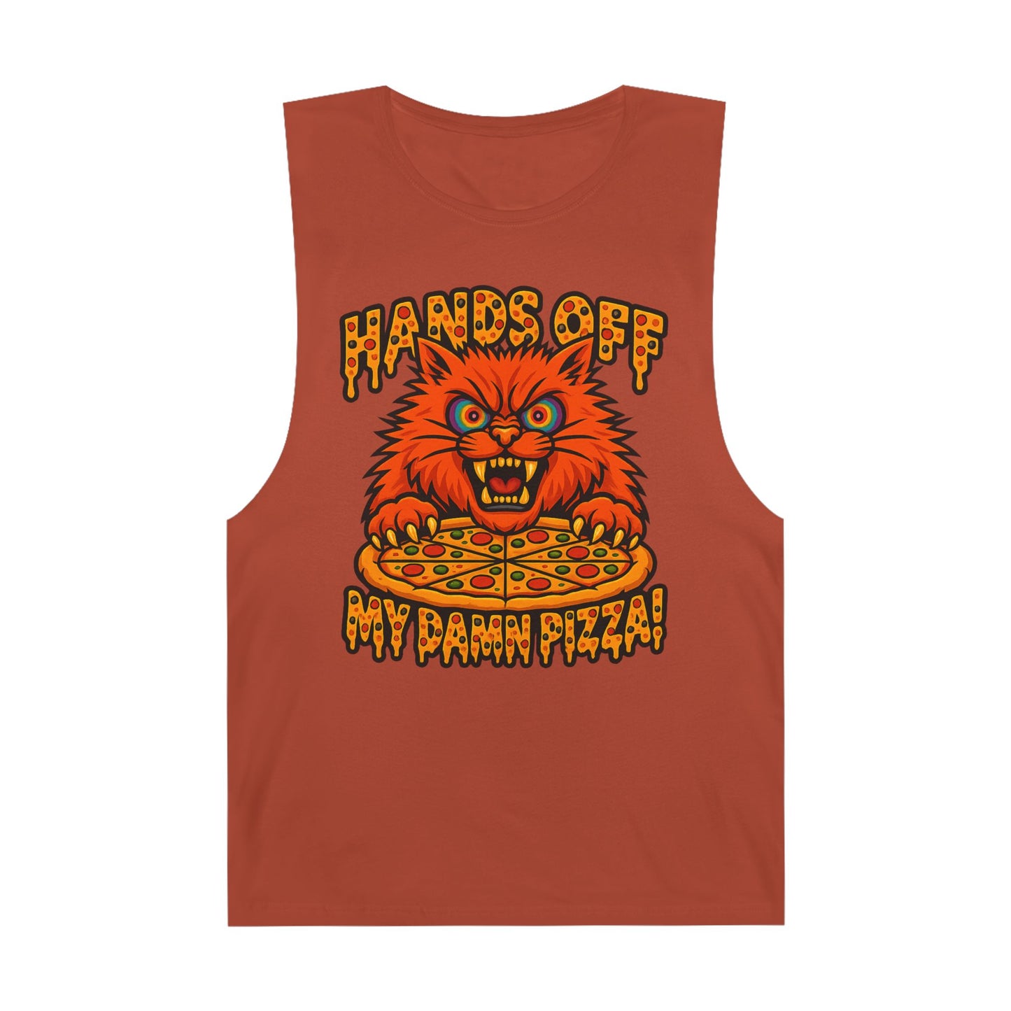 Funny Unisex Tank Top - 'Hands Off My Damn Pizza!'