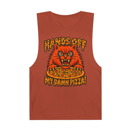 Funny Unisex Tank Top - 'Hands Off My Damn Pizza!'