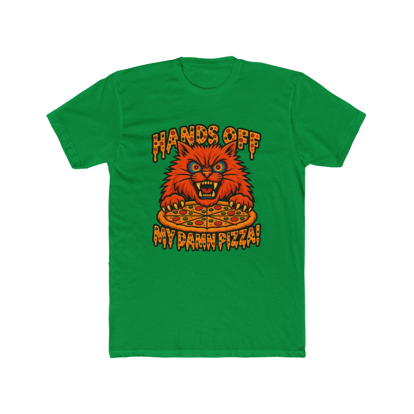 Funny Pizza Cat Unisex Crew Tee, Humorous Pizza Lover T-Shirt, Cat Lover Tee, Gifts for Foodies, Unique Animal Shirt