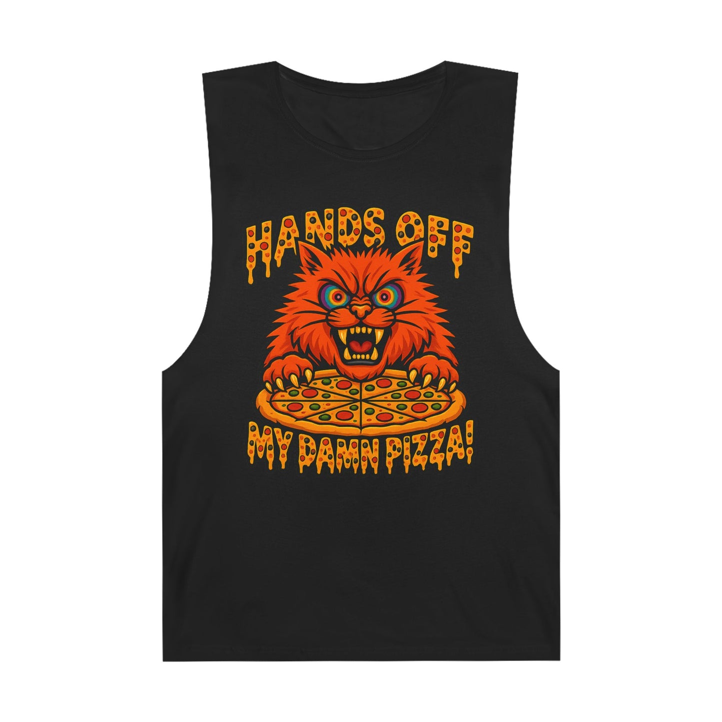 Funny Unisex Tank Top - 'Hands Off My Damn Pizza!'