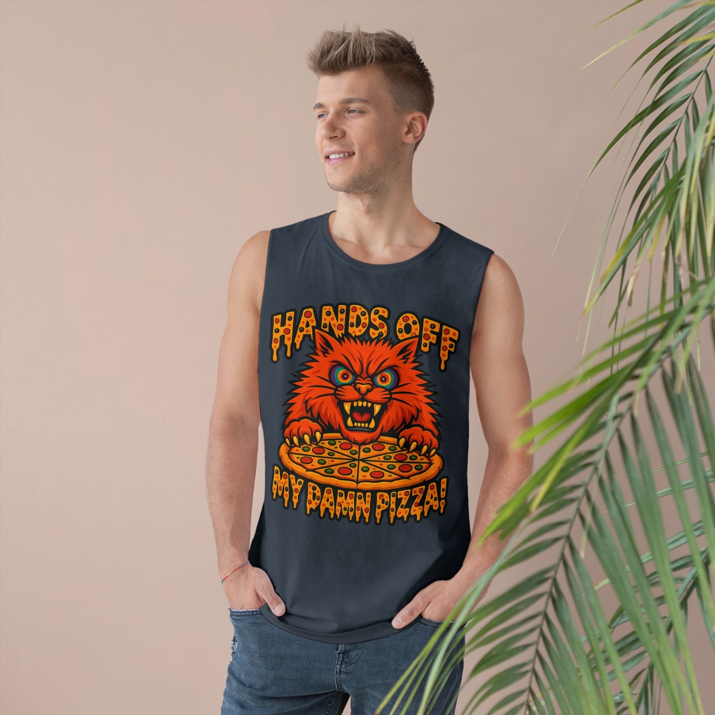 Funny Unisex Tank Top - 'Hands Off My Damn Pizza!'