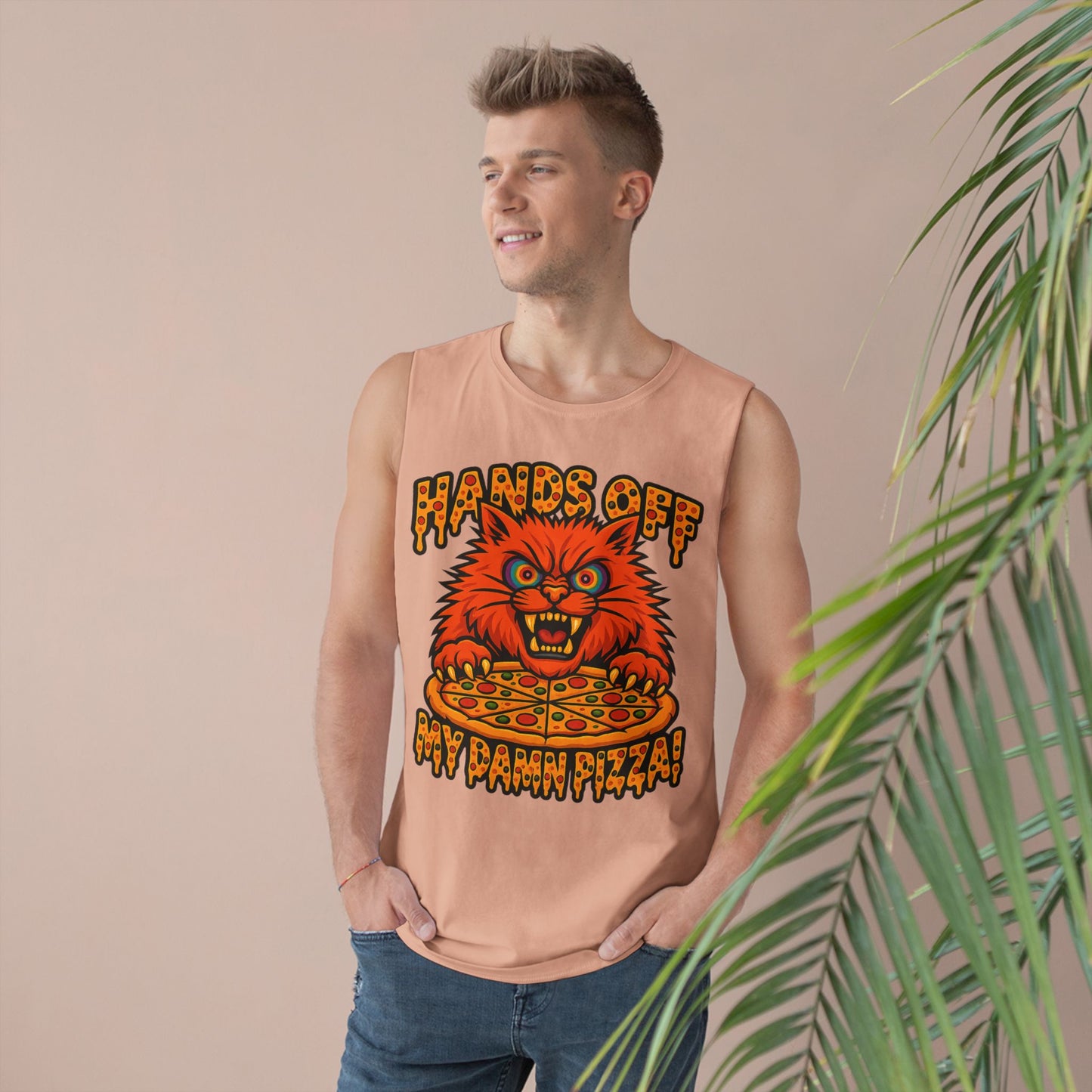 Funny Unisex Tank Top - 'Hands Off My Damn Pizza!'