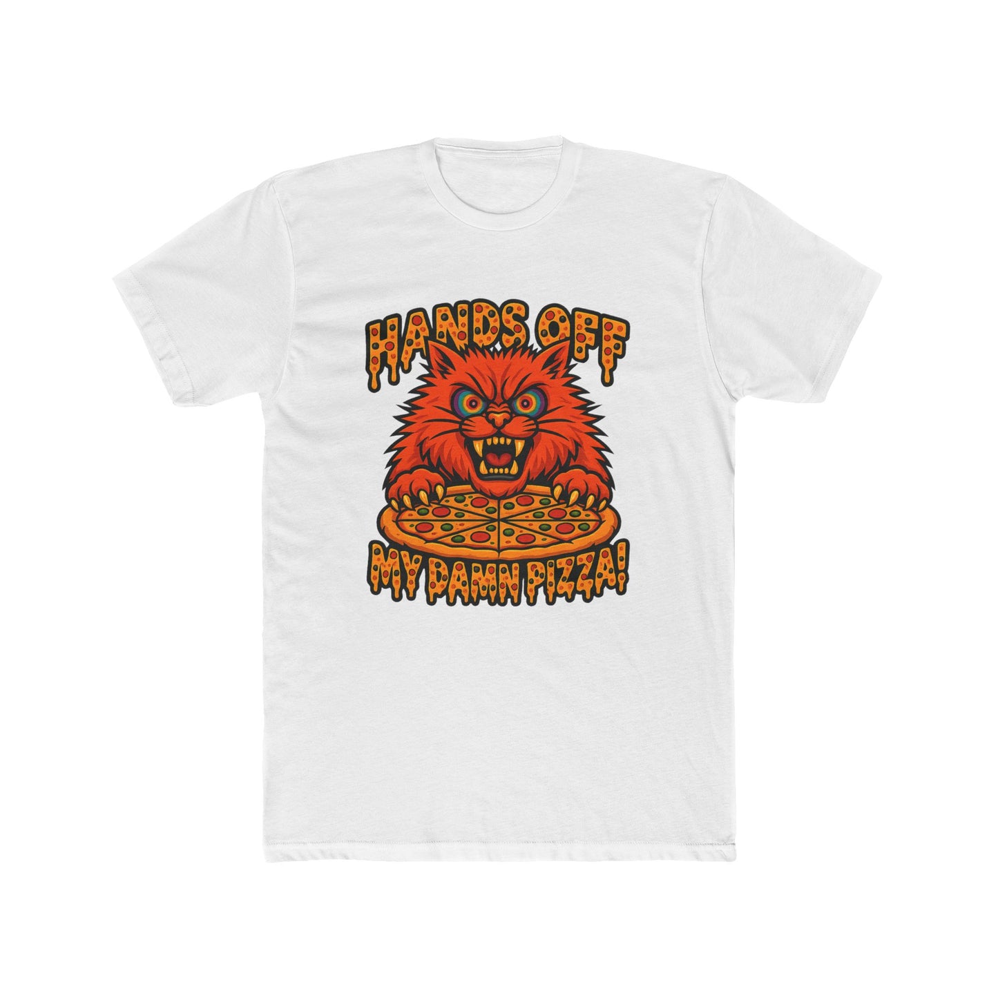 Funny Pizza Cat Unisex Crew Tee, Humorous Pizza Lover T-Shirt, Cat Lover Tee, Gifts for Foodies, Unique Animal Shirt