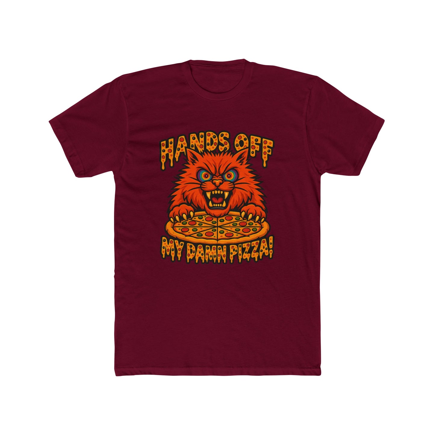 Funny Pizza Cat Unisex Crew Tee, Humorous Pizza Lover T-Shirt, Cat Lover Tee, Gifts for Foodies, Unique Animal Shirt