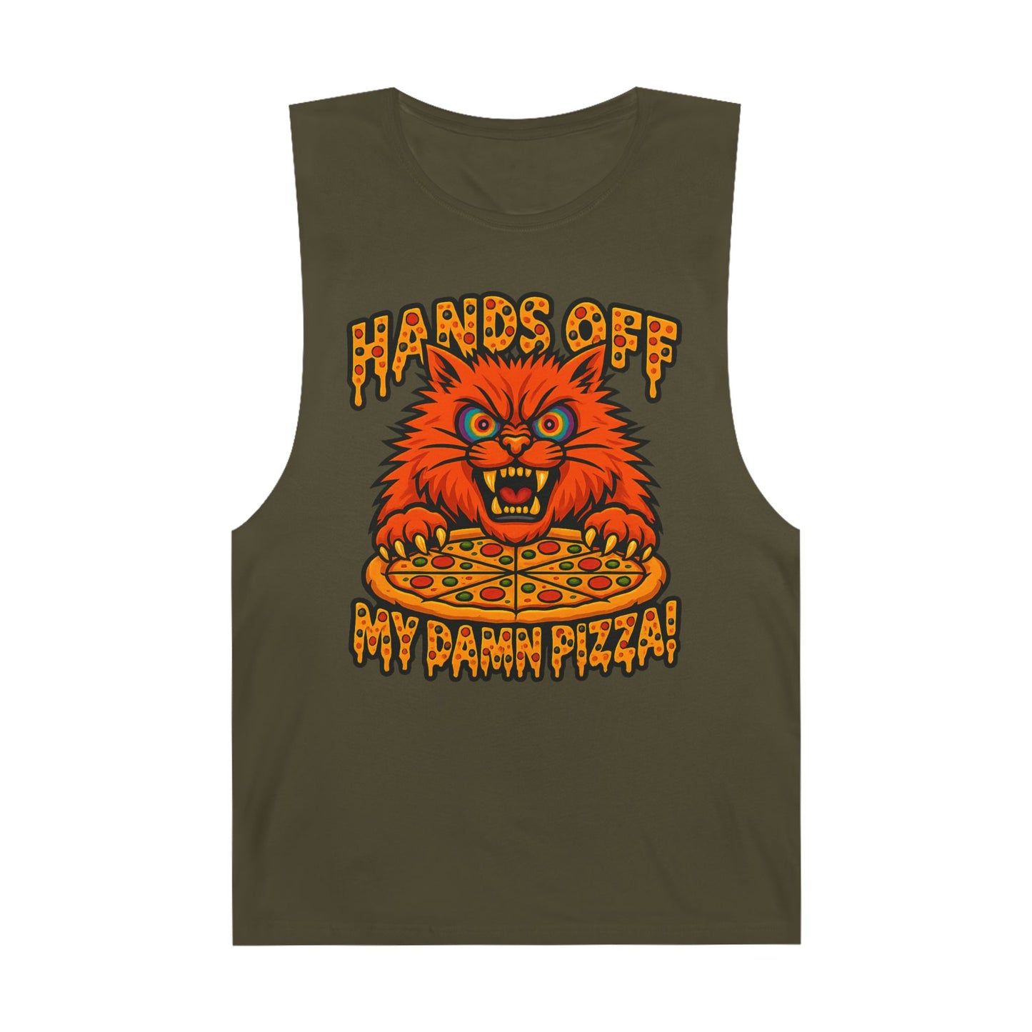 Funny Unisex Tank Top - 'Hands Off My Damn Pizza!'