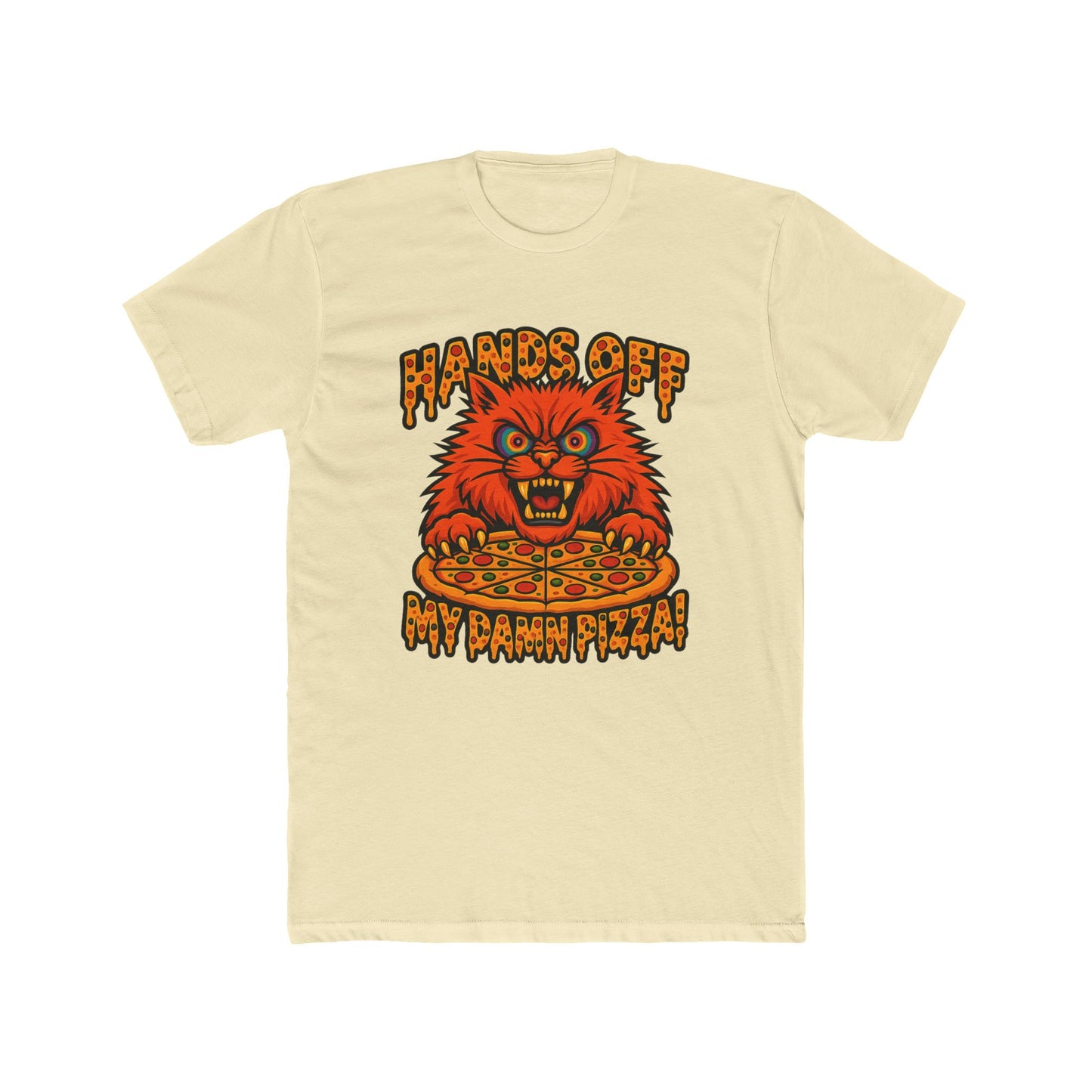 Funny Pizza Cat Unisex Crew Tee, Humorous Pizza Lover T-Shirt, Cat Lover Tee, Gifts for Foodies, Unique Animal Shirt