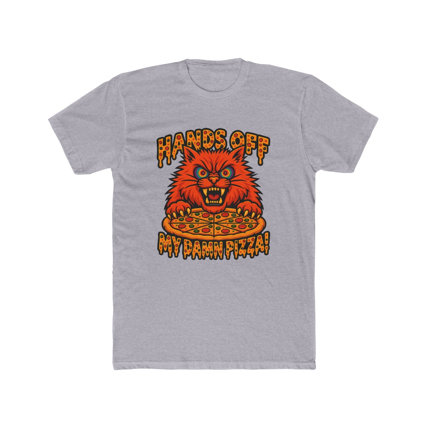Funny Pizza Cat Unisex Crew Tee, Humorous Pizza Lover T-Shirt, Cat Lover Tee, Gifts for Foodies, Unique Animal Shirt