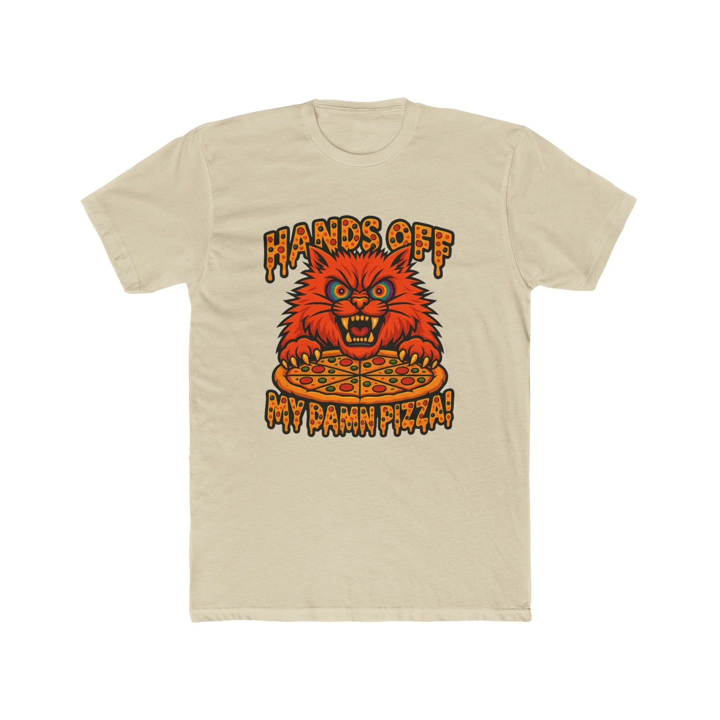 Funny Pizza Cat Unisex Crew Tee, Humorous Pizza Lover T-Shirt, Cat Lover Tee, Gifts for Foodies, Unique Animal Shirt