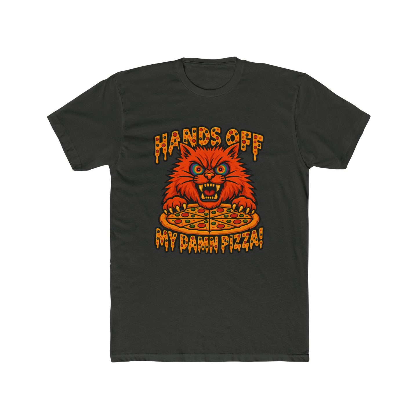Funny Pizza Cat Unisex Crew Tee, Humorous Pizza Lover T-Shirt, Cat Lover Tee, Gifts for Foodies, Unique Animal Shirt
