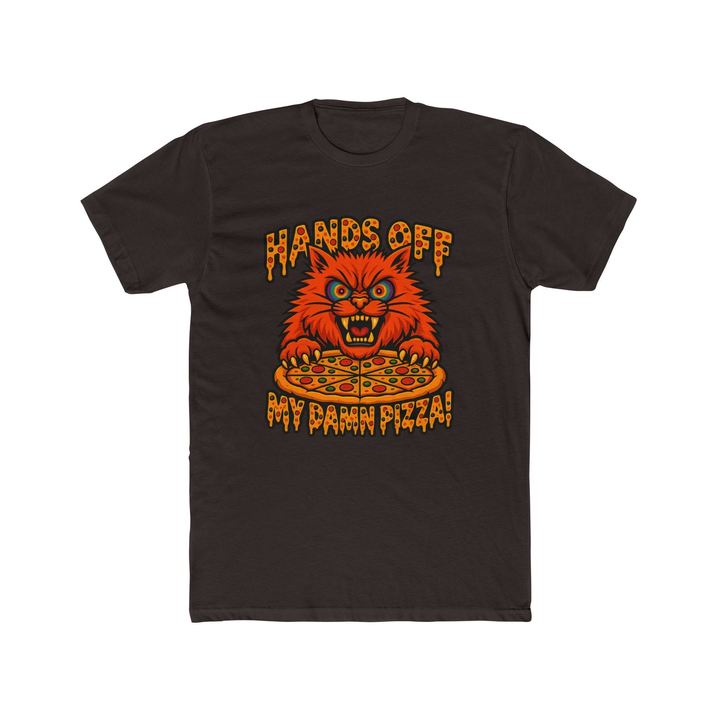 Funny Pizza Cat Unisex Crew Tee, Humorous Pizza Lover T-Shirt, Cat Lover Tee, Gifts for Foodies, Unique Animal Shirt