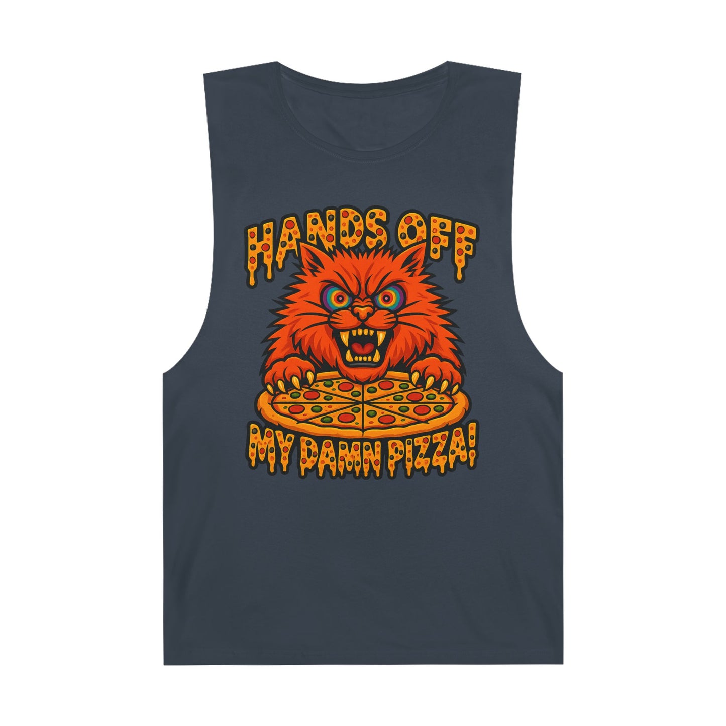 Funny Unisex Tank Top - 'Hands Off My Damn Pizza!'