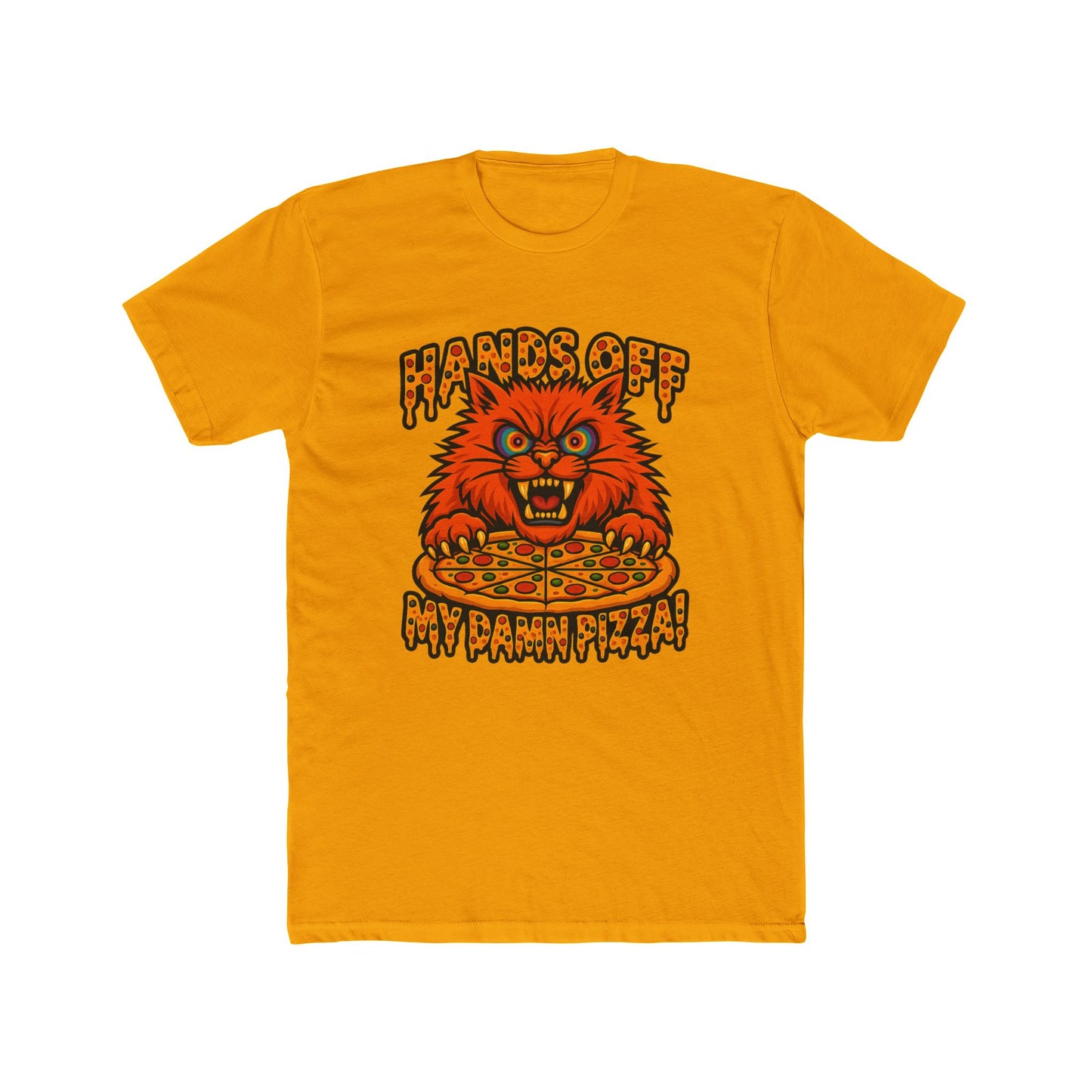 Funny Pizza Cat Unisex Crew Tee, Humorous Pizza Lover T-Shirt, Cat Lover Tee, Gifts for Foodies, Unique Animal Shirt