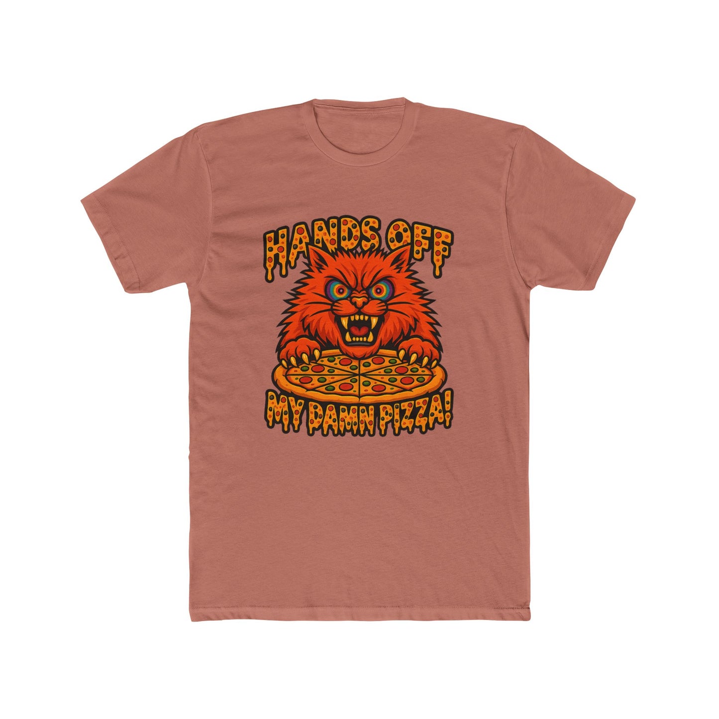 Funny Pizza Cat Unisex Crew Tee, Humorous Pizza Lover T-Shirt, Cat Lover Tee, Gifts for Foodies, Unique Animal Shirt