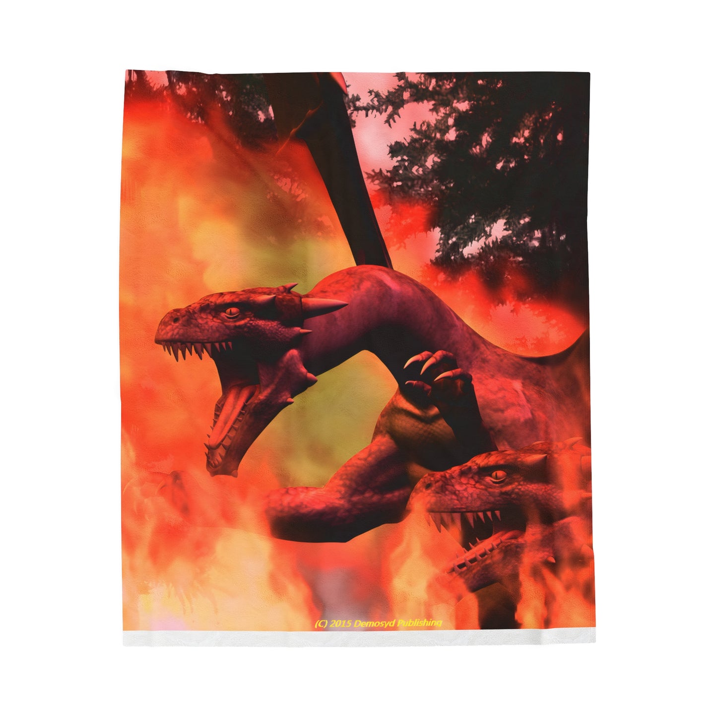 Plush Blanket - Twin Dragons in Fire Design