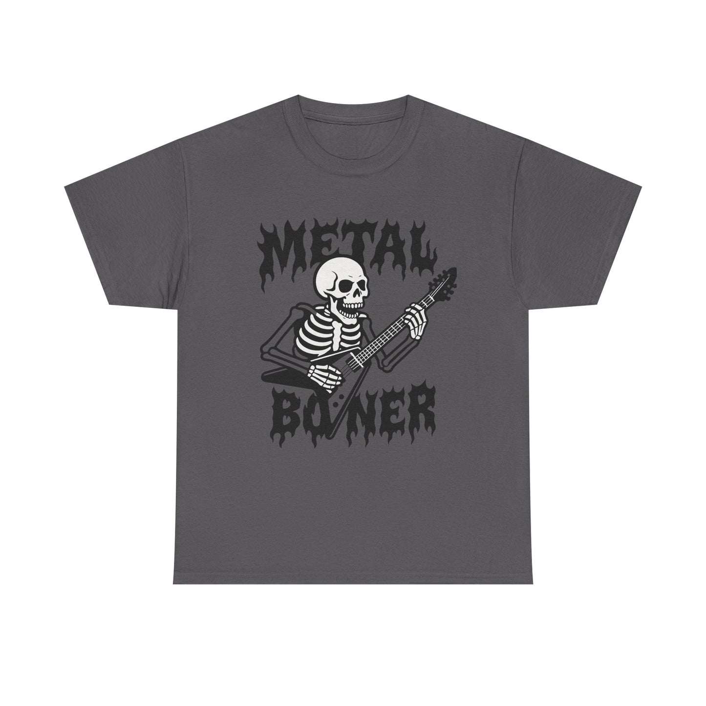 Metal Boner Skeleton Tee - Unisex Heavy Cotton T-Shirt, Halloween Gift, Band Shirt, Skull Theme, Music Lover Apparel