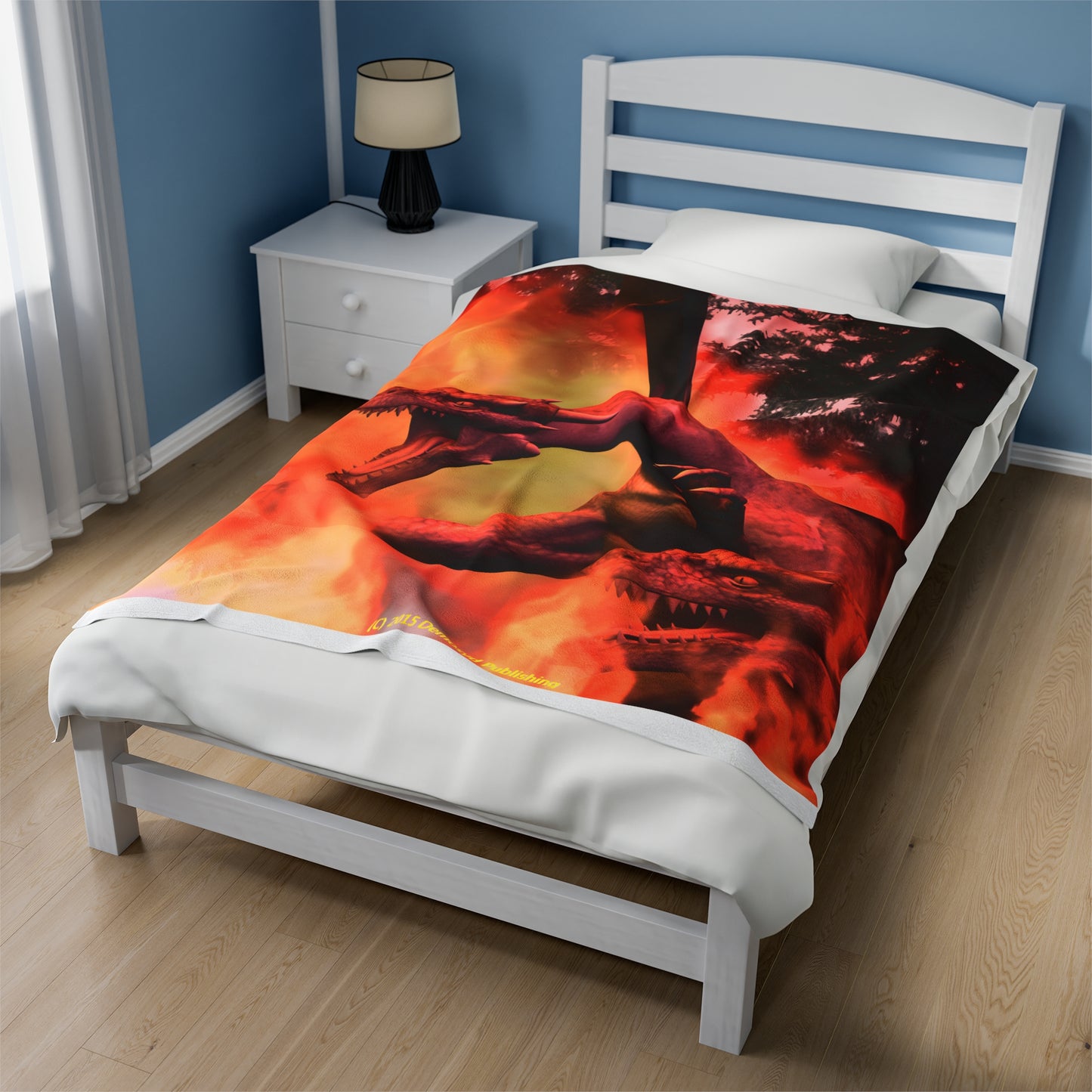 Plush Blanket - Twin Dragons in Fire Design