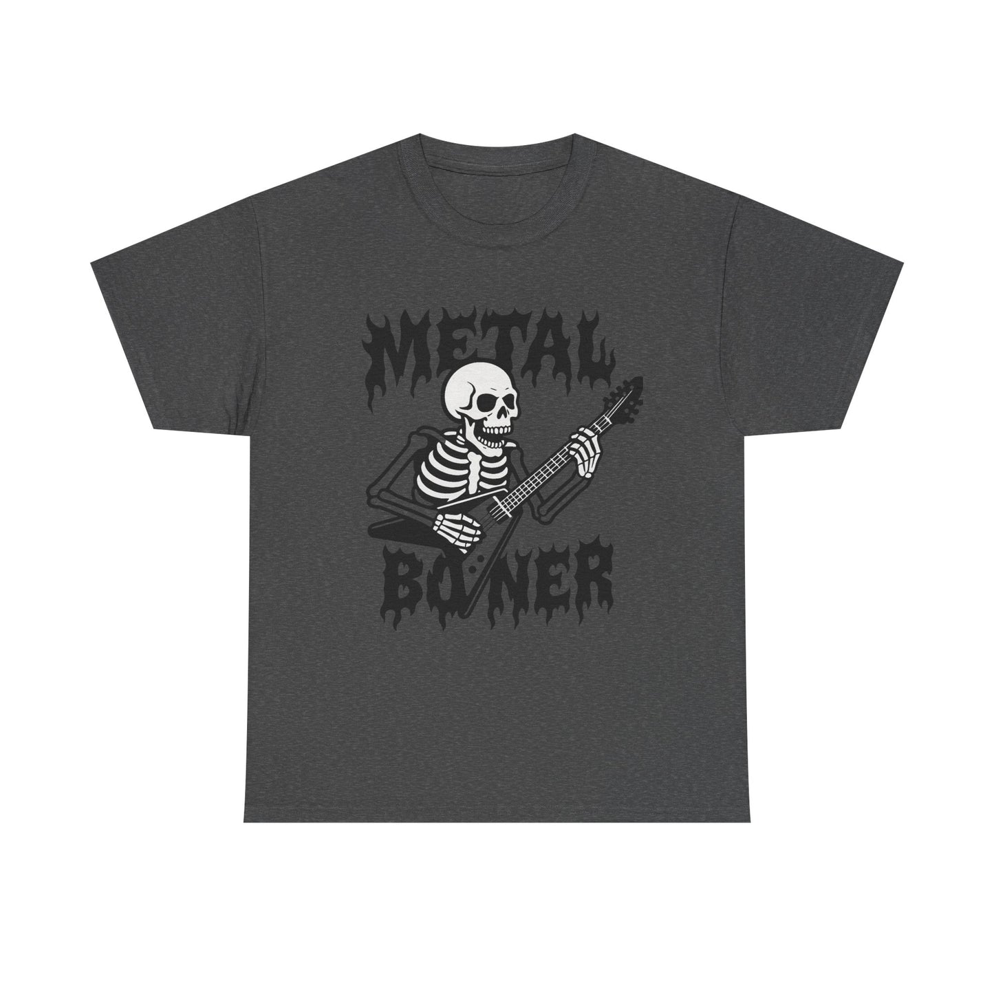 Metal Boner Skeleton Tee - Unisex Heavy Cotton T-Shirt, Halloween Gift, Band Shirt, Skull Theme, Music Lover Apparel