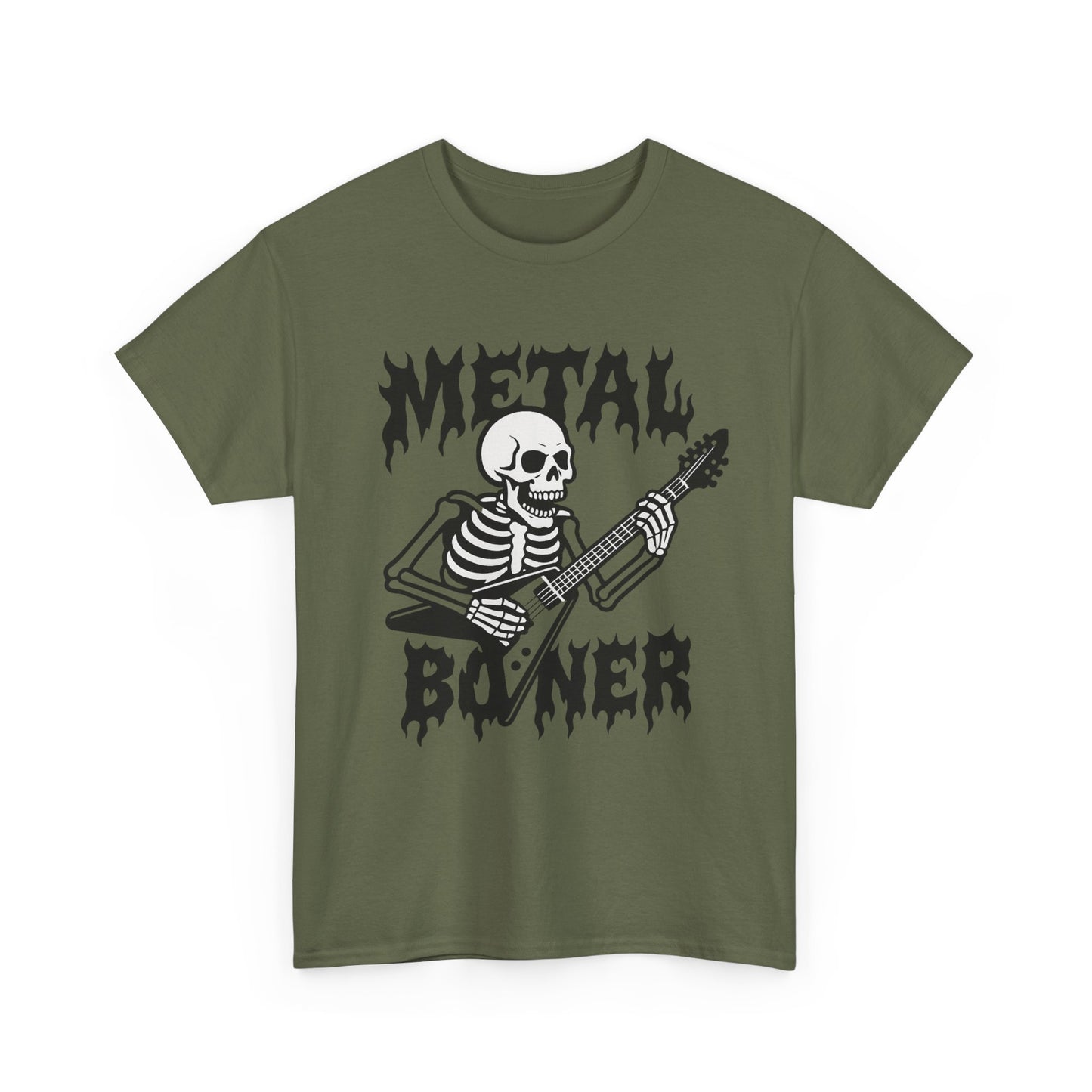 Metal Boner Skeleton Tee - Unisex Heavy Cotton T-Shirt, Halloween Gift, Band Shirt, Skull Theme, Music Lover Apparel