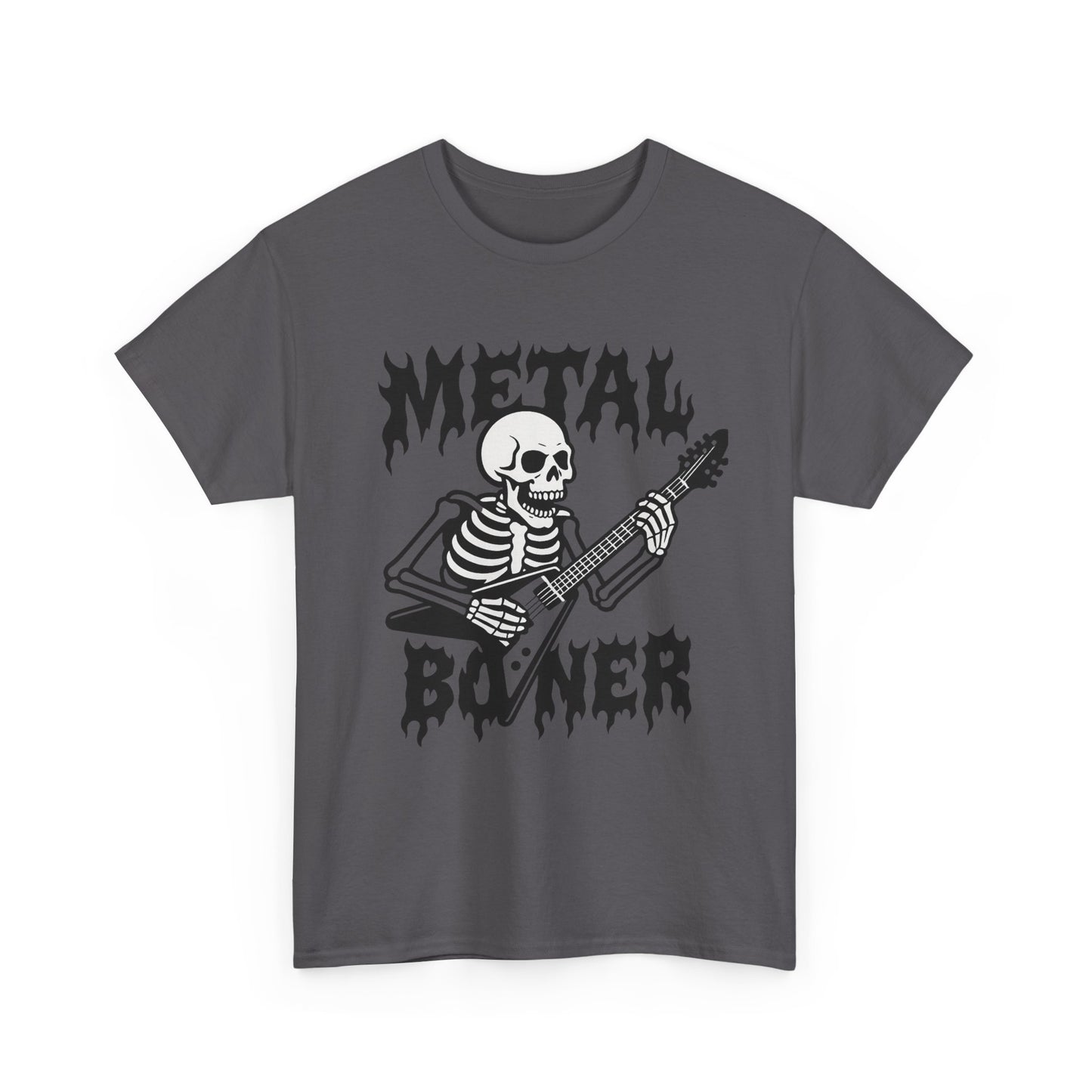 Metal Boner Skeleton Tee - Unisex Heavy Cotton T-Shirt, Halloween Gift, Band Shirt, Skull Theme, Music Lover Apparel