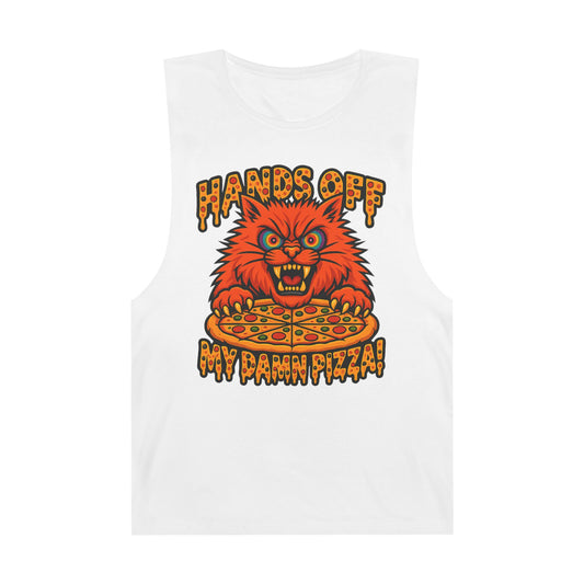 Funny Unisex Tank Top - 'Hands Off My Damn Pizza!'