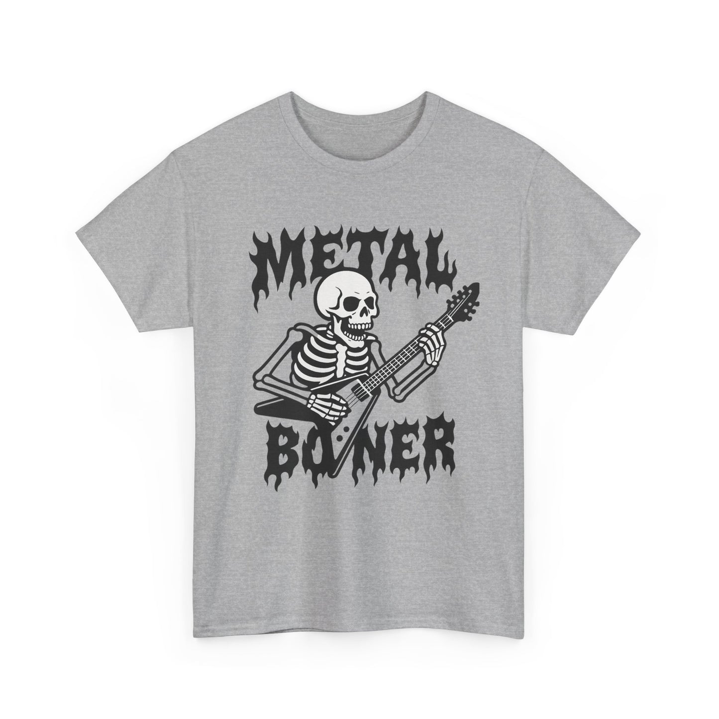 Metal Boner Skeleton Tee - Unisex Heavy Cotton T-Shirt, Halloween Gift, Band Shirt, Skull Theme, Music Lover Apparel