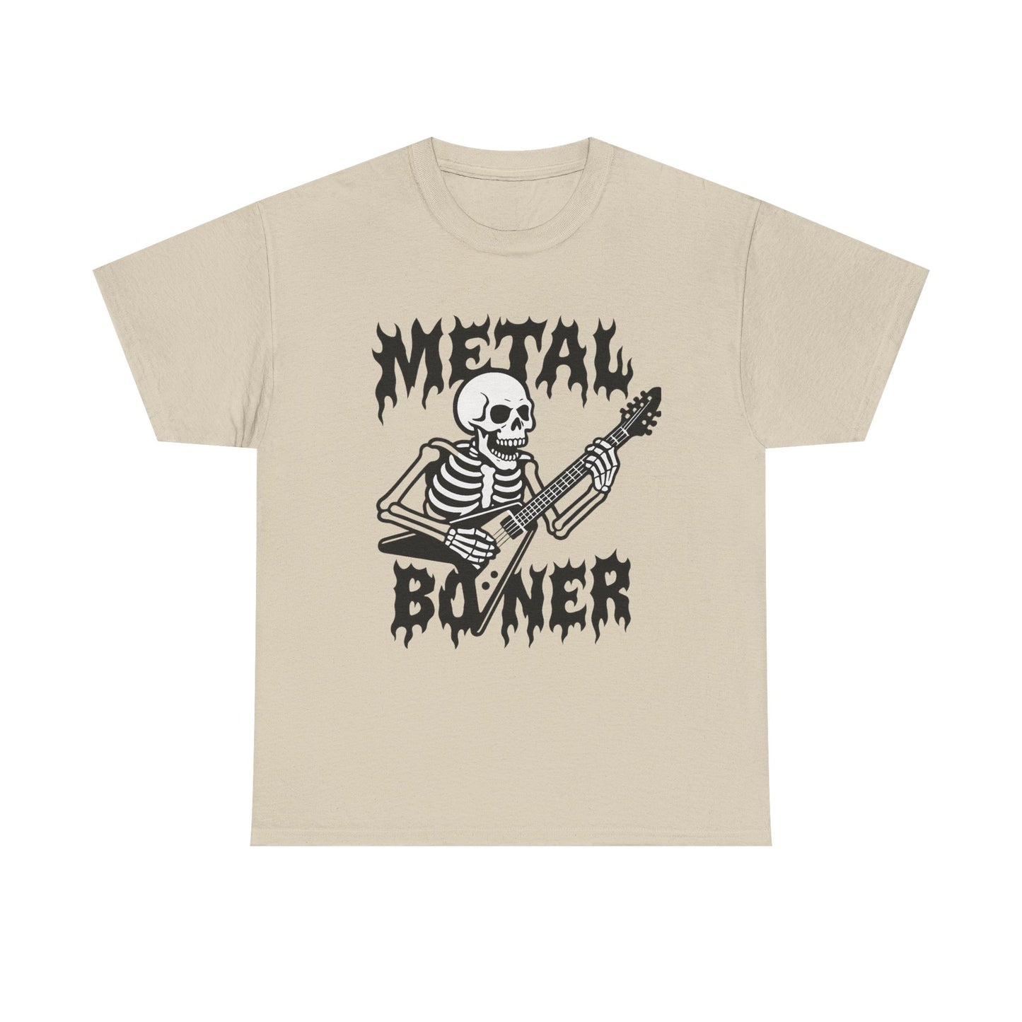 Metal Boner Skeleton Tee - Unisex Heavy Cotton T-Shirt, Halloween Gift, Band Shirt, Skull Theme, Music Lover Apparel