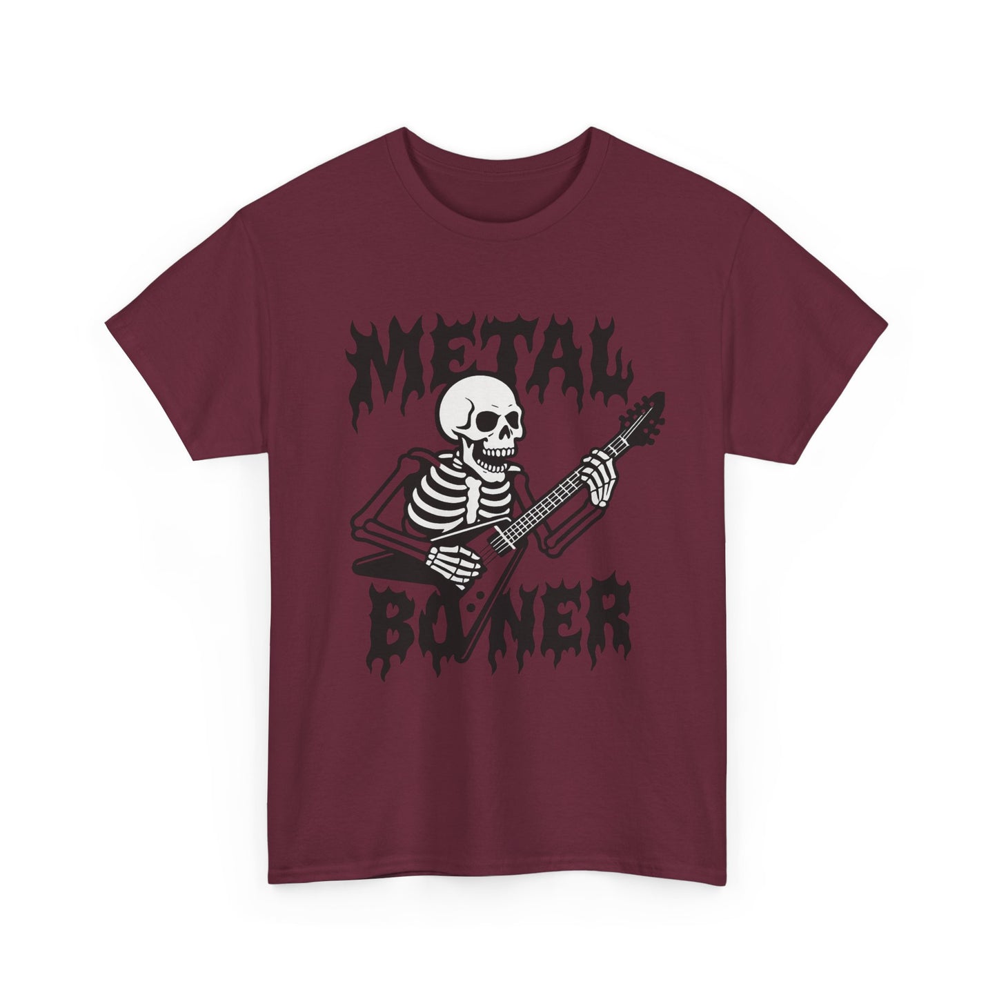 Metal Boner Skeleton Tee - Unisex Heavy Cotton T-Shirt, Halloween Gift, Band Shirt, Skull Theme, Music Lover Apparel
