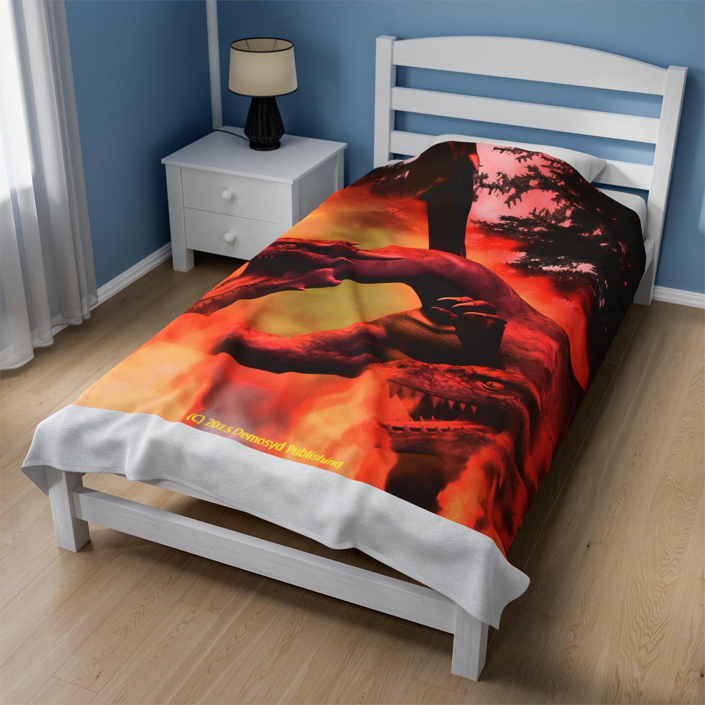 Plush Blanket - Twin Dragons in Fire Design