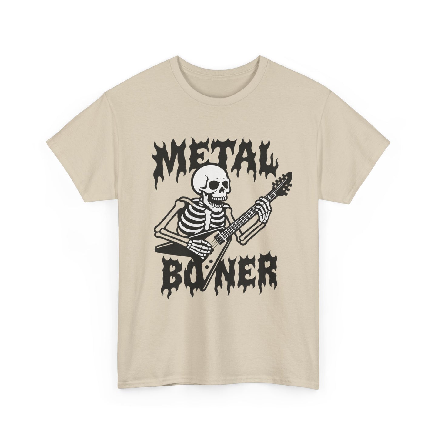 Metal Boner Skeleton Tee - Unisex Heavy Cotton T-Shirt, Halloween Gift, Band Shirt, Skull Theme, Music Lover Apparel