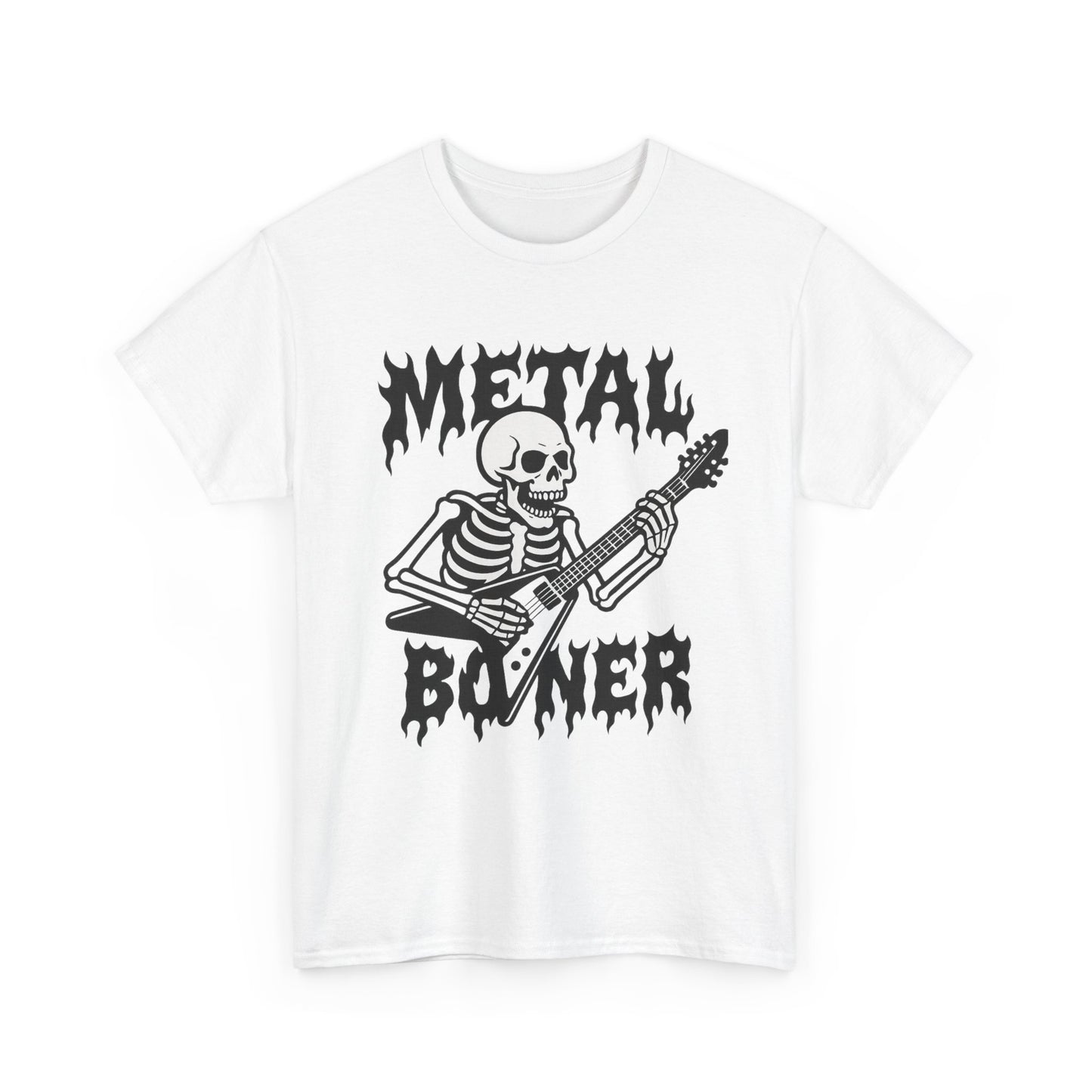 Metal Boner Skeleton Tee - Unisex Heavy Cotton T-Shirt, Halloween Gift, Band Shirt, Skull Theme, Music Lover Apparel
