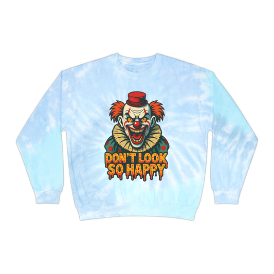 Unisex Tie-Dye Sweatshirt with Creepy Clown Design - Perfect for Halloween and Casual Wear