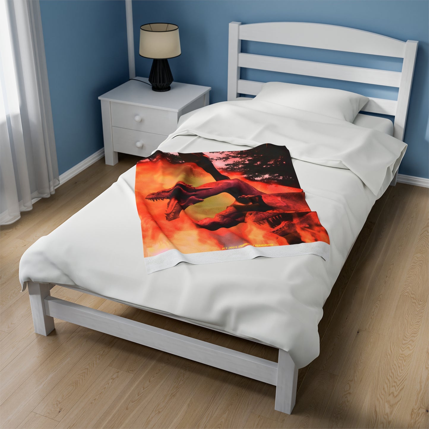 Plush Blanket - Twin Dragons in Fire Design