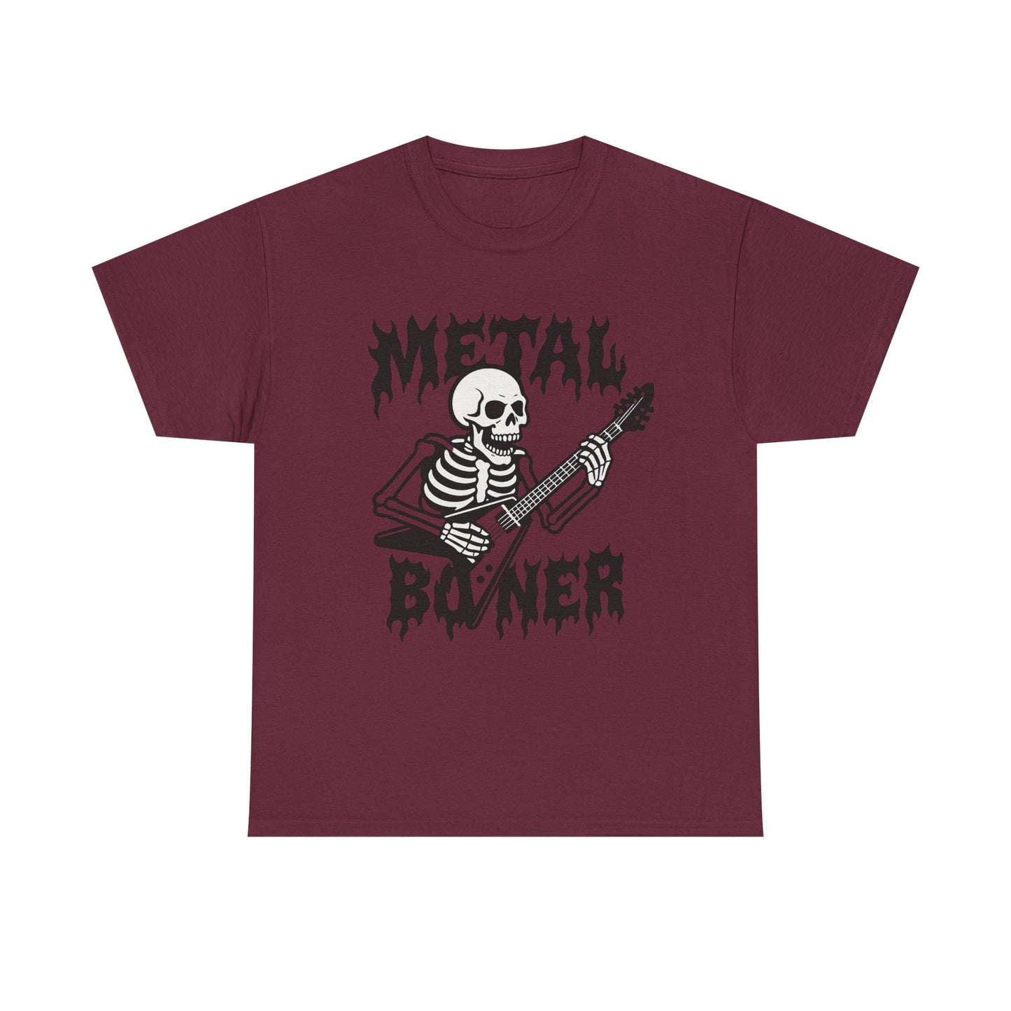 Metal Boner Skeleton Tee - Unisex Heavy Cotton T-Shirt, Halloween Gift, Band Shirt, Skull Theme, Music Lover Apparel