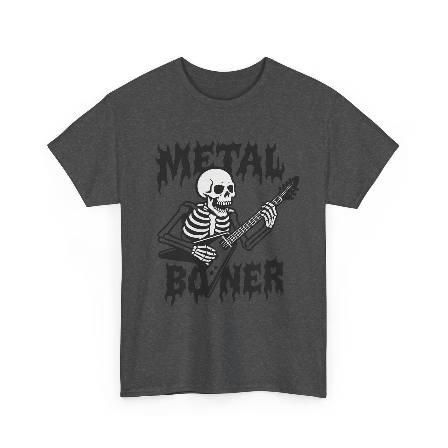 Metal Boner Skeleton Tee - Unisex Heavy Cotton T-Shirt, Halloween Gift, Band Shirt, Skull Theme, Music Lover Apparel