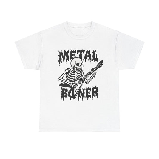 Metal Boner Skeleton Tee - Unisex Heavy Cotton T-Shirt, Halloween Gift, Band Shirt, Skull Theme, Music Lover Apparel